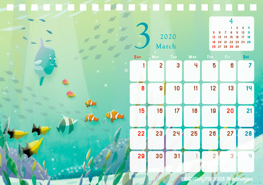 2020スポーツイラストレイテッドビッグカレンダー チャリティカレンダー2020 - 吉田ユウスケ｜絵の具とパステルの