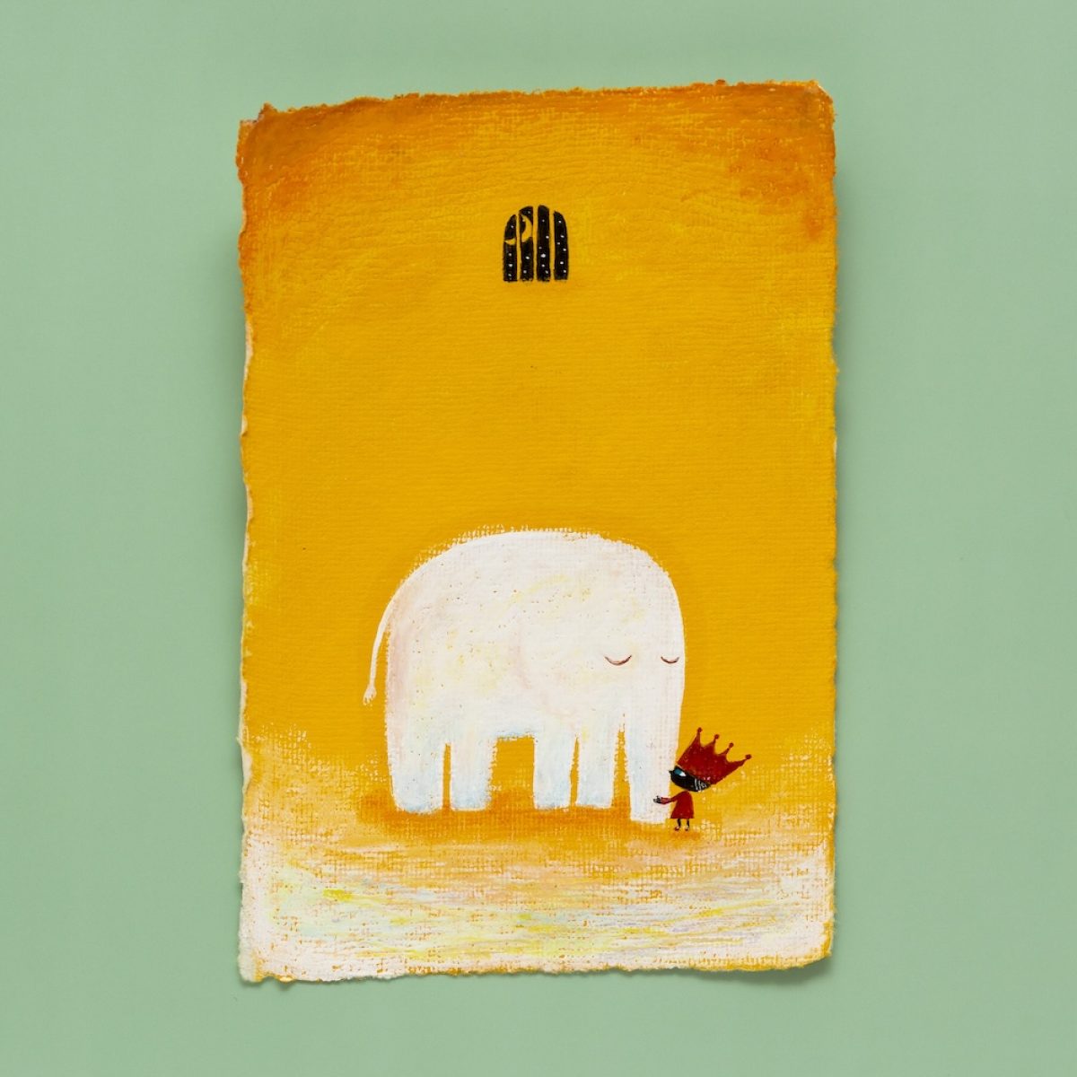 開運絵画】ゾウ親子と慈愛の光 風水 作品番号:elephant (8)